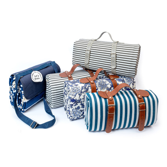 Gift Baskets Small Picnic Rug - Aquamarine angle with othe designs