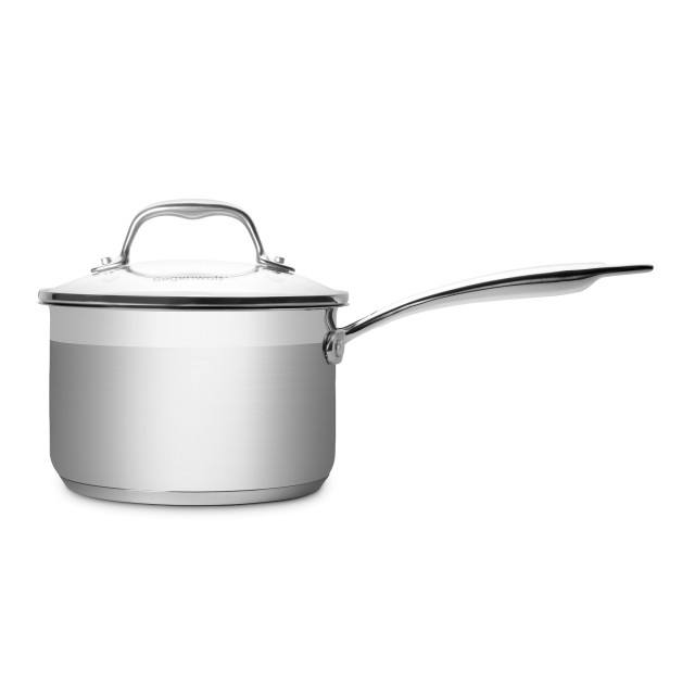 Sagenwolf Silver Series 6 Piece Stainless Steel Cookware Set with Glass Lids detail shot