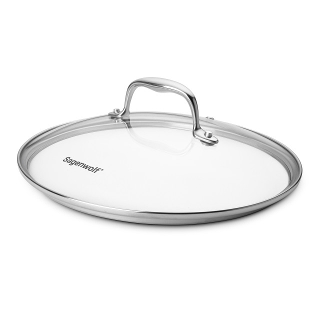 Sagenwolf Silver Series 6 Piece Stainless Steel Cookware Set with Glass Lids detail shot