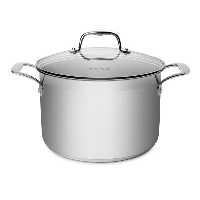 Sagenwolf Silver Series 6 Piece Stainless Steel Cookware Set with Glass Lids top view