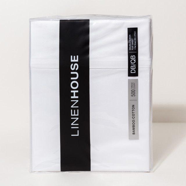 Pack Shot image of Linen House Elka Bamboo White Flat Sheet, 500 Thread Count
