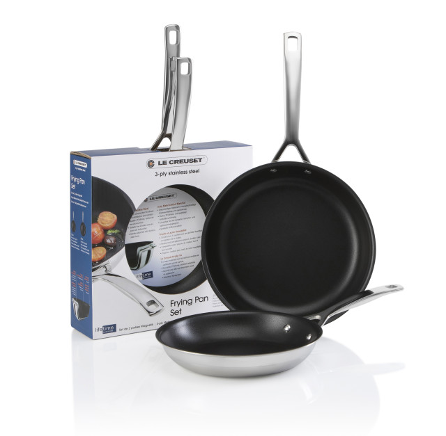 Pack Shot image of Le Creuset 3 Ply Stainless Steel 2 Piece Non-Stick Frying Pan Set
