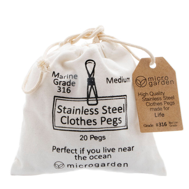 Packaging image of MicroGarden Stainless Steel Pegs, Pack of 20