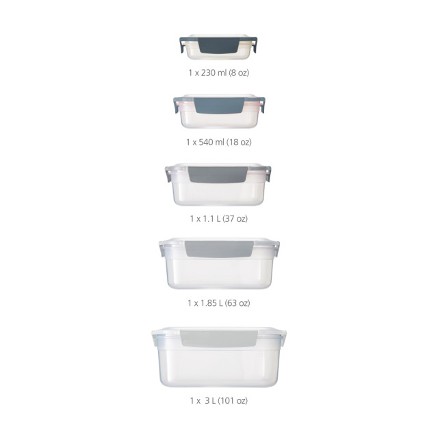 Joseph Joseph Sky Nest Lock Storage Container Set, Set of 5, capacities