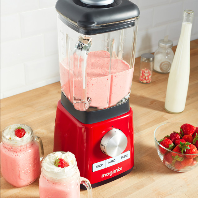 Magimix Power Jug Blender, 1.8L - Red on the table