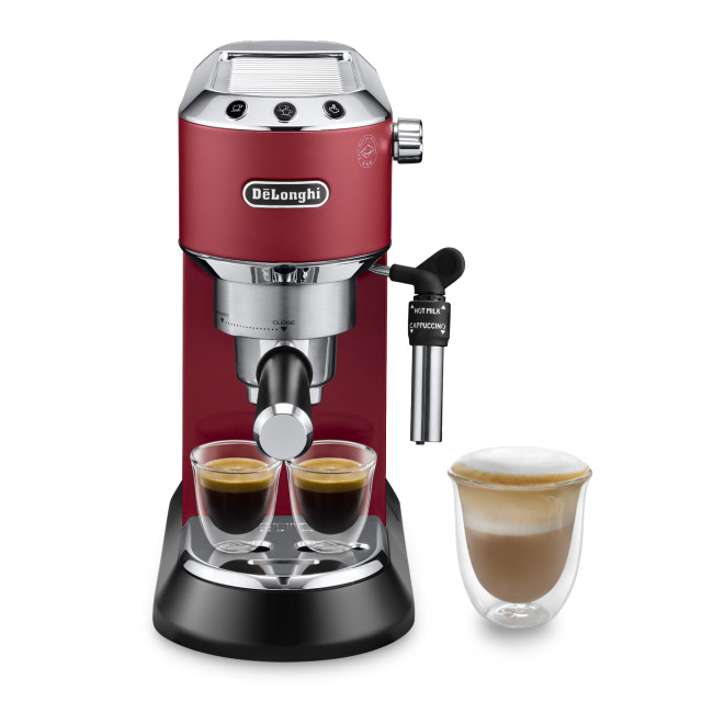 DeLonghi Dedica Pump Manual Espresso Coffee Machine, EC685 - Matte Red