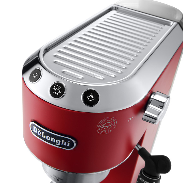 DeLonghi Dedica Pump Manual Espresso Coffee Machine, EC685 - Matte Red