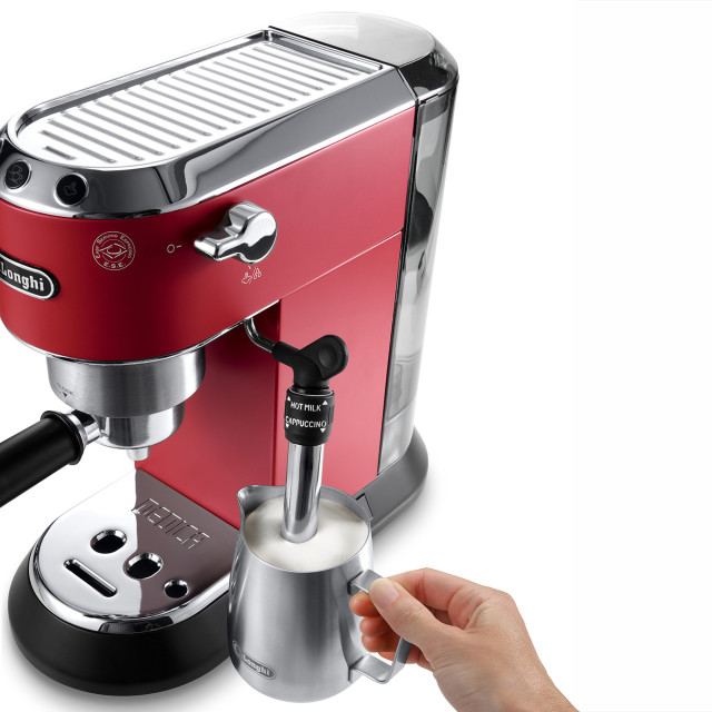 DeLonghi Dedica Pump Manual Espresso Coffee Machine, EC685 - Matte Red