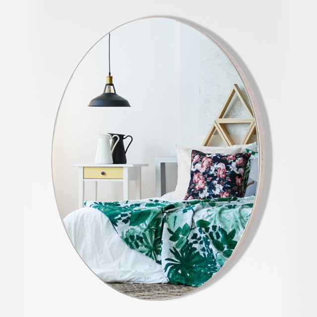 Lifestyle image of Native Decor Birch Round Frameless Mirror