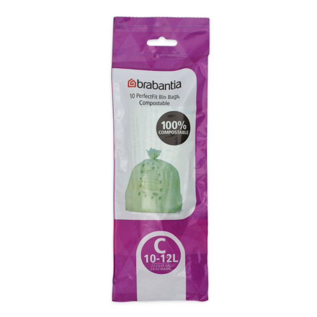 Brabantia Compostable Bin Liners, Pack of 10 - 10L-12L