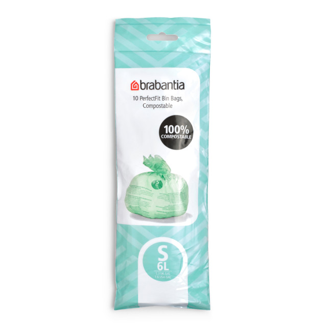 Brabantia Compostable Bin Liners, Pack of 10 - 6L