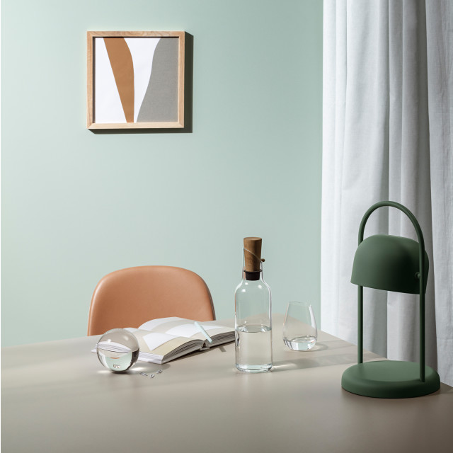 Lifestyle image of Eva Solo Glass Carafe with Wooden Stopper, 1L
