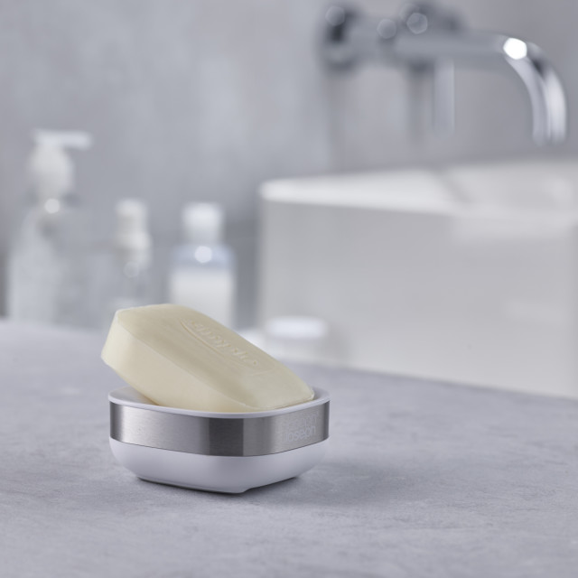 Lifestyle image of Joseph Joseph Slim Steel Compact Soap Dish