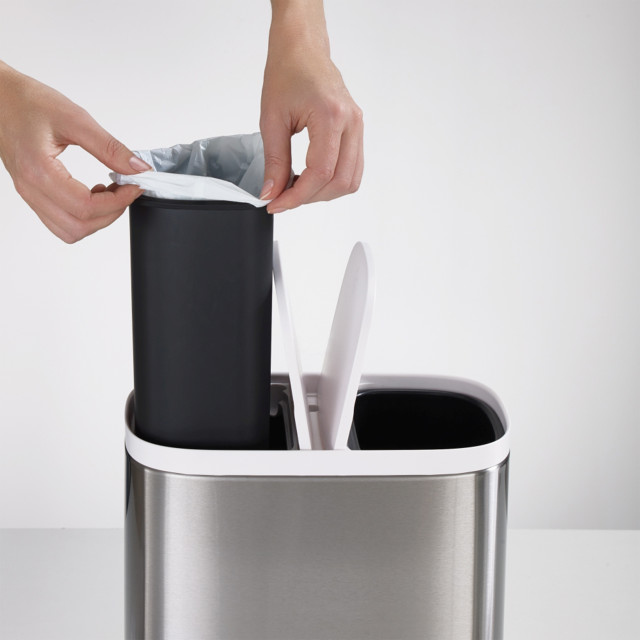 Action image of Joseph Joseph Split 6 Steel Recycling Bin, 6L