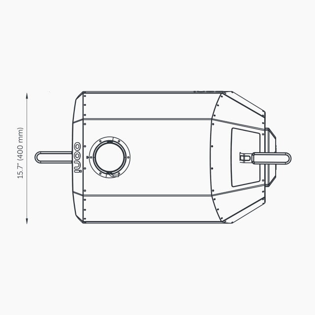 Top facing dimensions of Ooni Karu wood & charcoal fired pizza oven