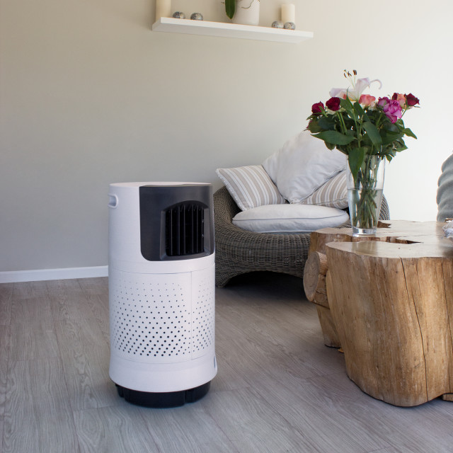 Lifestyle image of Briza Portable Air Evaporator Cooler with Remote Control