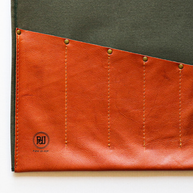 Detail image of Pieter De Jager Canvas & Leather Knife Roll Bag
