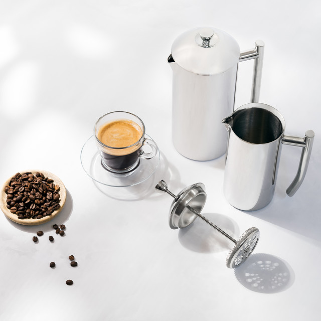 Legend Stainless Steel Cafetiere in use