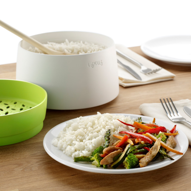 Lifestyle image of Lekue Microwave Quick Rice & Quinoa Cooker