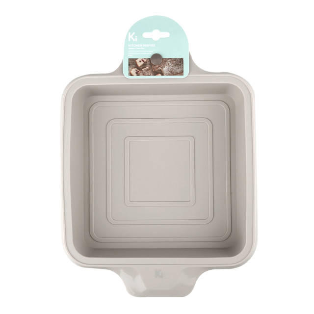 Kitchen Inspire Silicone Square Cake Pan, 1.3L - Rock gray packaging angle