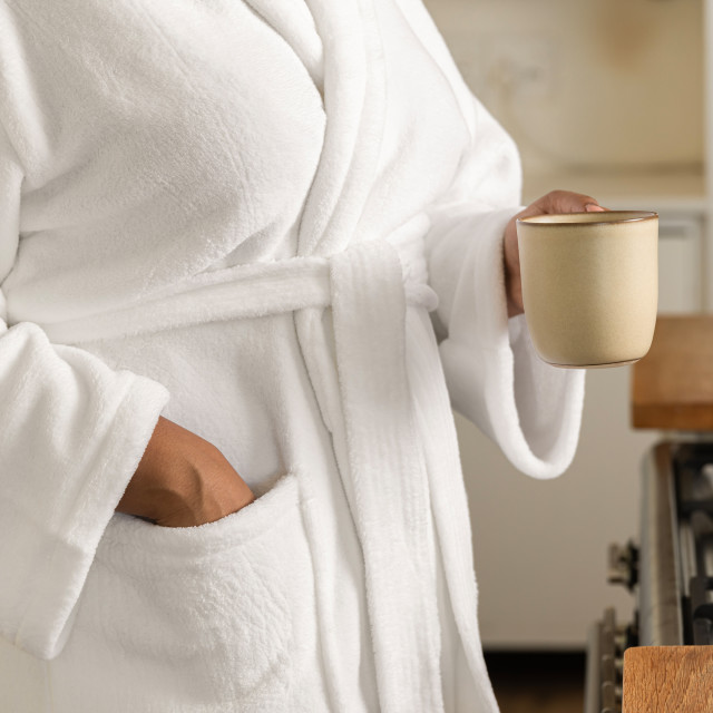 Detail image of Club Classique White Unisex Fleece Bathrobe