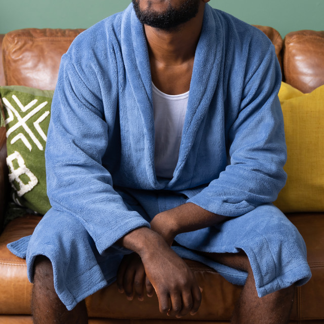 Lifestyle image of Club Classique Denim Blue Unisex Fleece Bathrobe
