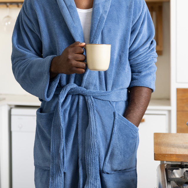 Detail image of Club Classique Denim Blue Unisex Fleece Bathrobe
