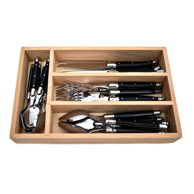 Laguiole by Andre Verdier Classic Country Look 24 Piece Cutlery Set, black