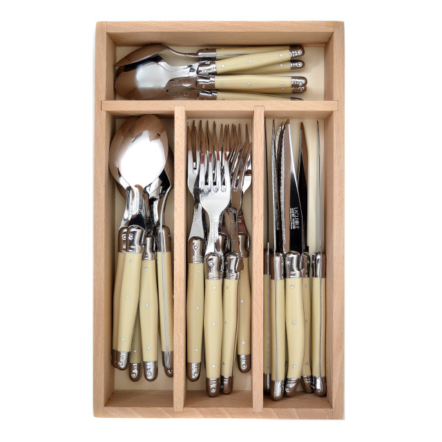 Laguiole by Andre Verdier Classic Country Look 24 Piece Cutlery Set, ivory