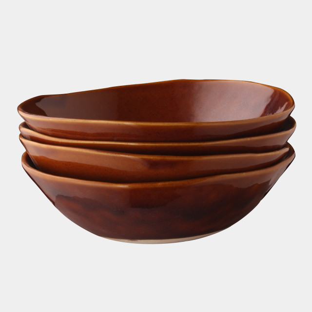Mervyn Gers Wide Lip Bowls, Set of 4 - Brown