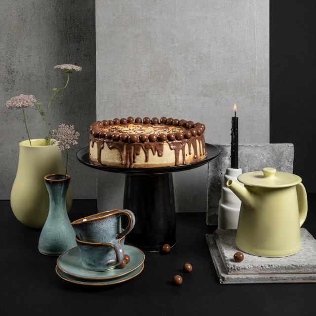Mervyn Gers Glazed Stoneware Cake Stand in use