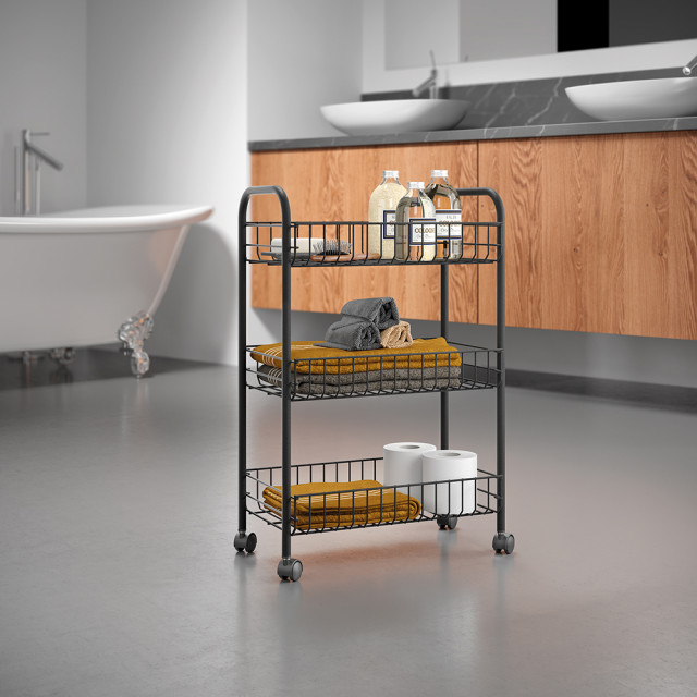 Metaltex Lugano Lava 3 Tier Rolling Cart in use