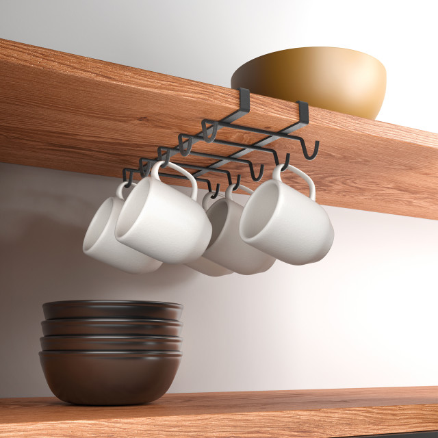 Metaltex Lava My Mug Under Shelf Mug Holder in use