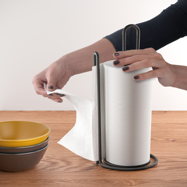 Metaltex Lava My Roll Paper Towel Holder in use