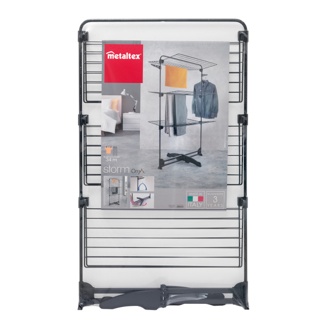 Metaltex Storm Onyx 3 Tier Laundry Dryer, 34m packaging