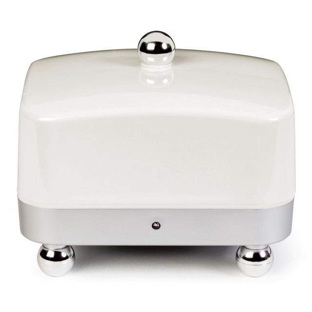 Alfille Temperature Controlled Butter Dish, Silver with white