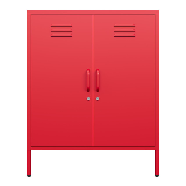 Popstrukt Sugar Cube Storage Cabinet - Red Polka angle