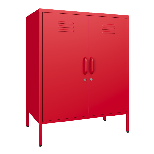 Popstrukt Sugar Cube Storage Cabinet - Red Polka