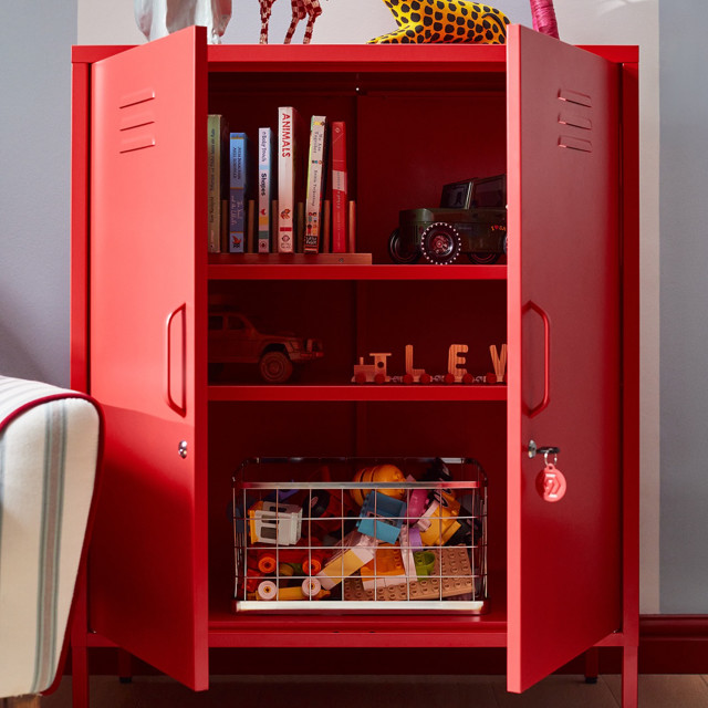 Popstrukt Sugar Cube Storage Cabinet - Red Polka 