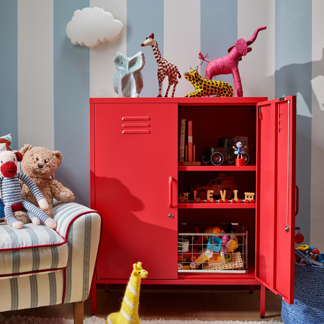 Popstrukt Sugar Cube Storage Cabinet - Red Polka 