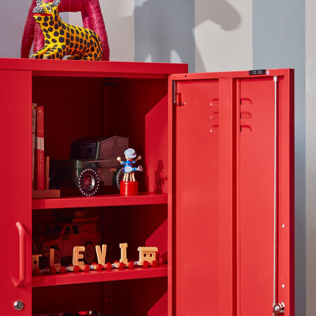 Popstrukt Sugar Cube Storage Cabinet - Red Polka 