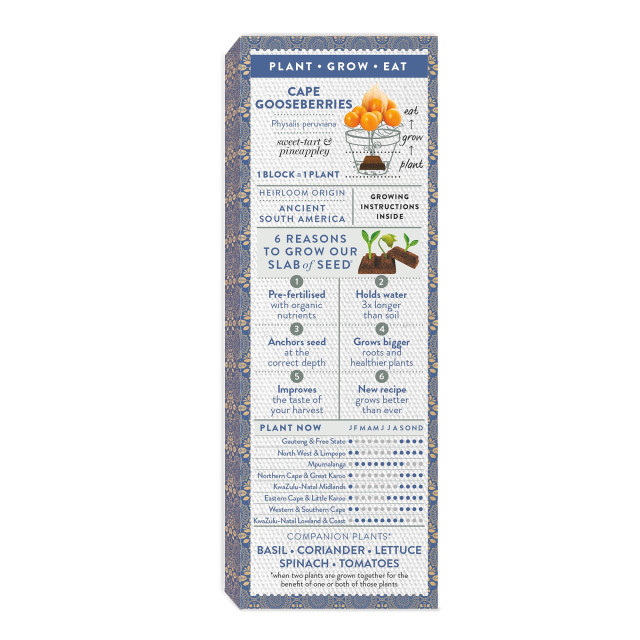 Sow Delicious Planting Chocolate Pure Collection Cape Gooseberries packaging back