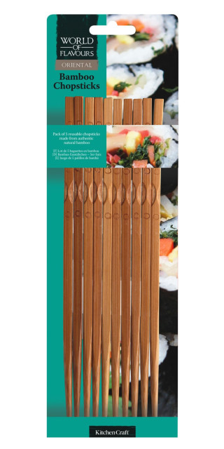 KitchenCraft Pure Oriental Bamboo Chopsticks, Pack of 10
