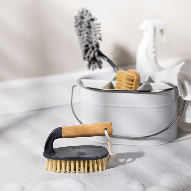 Legend Bamboo Handle Floor Brush in use