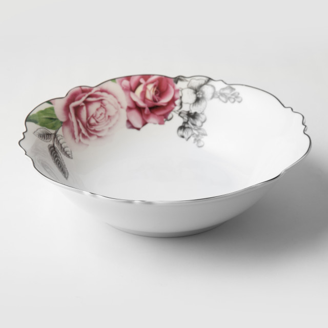 Jenna Clifford Wavy Rose Salad Bowl, 24cm top view