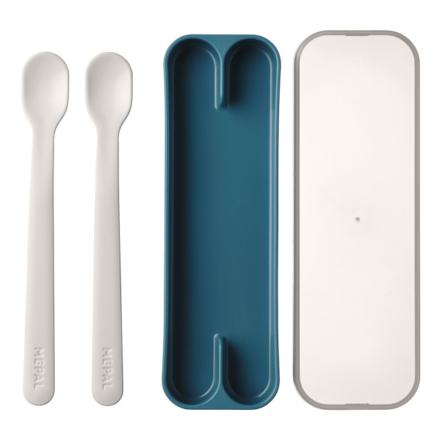 Mepal Mio 2 Piece Feeding Spoon Set, Deep Blue