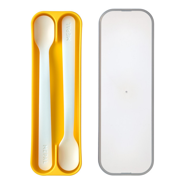 Mepal Mio 2 Piece Feeding Spoon Set, Yellow