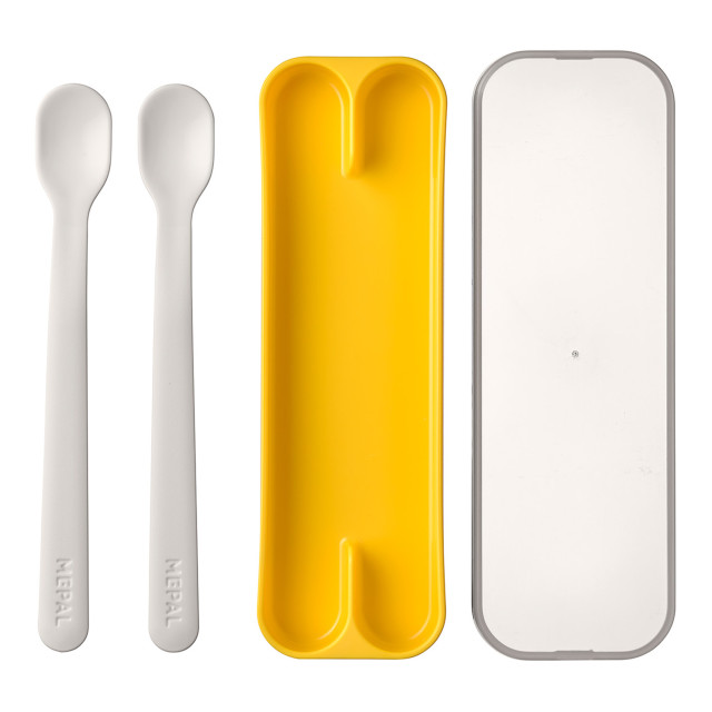 Mepal Mio 2 Piece Feeding Spoon Set, Yellow