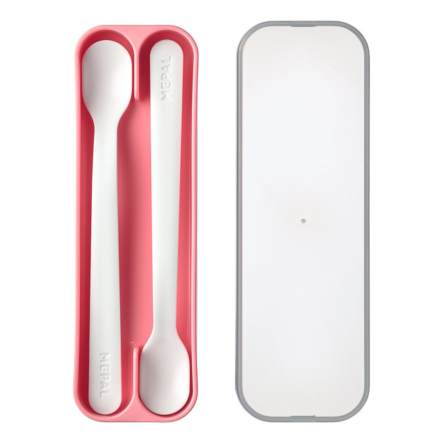 Mepal Mio 2 Piece Feeding Spoon Set, Deep Pink