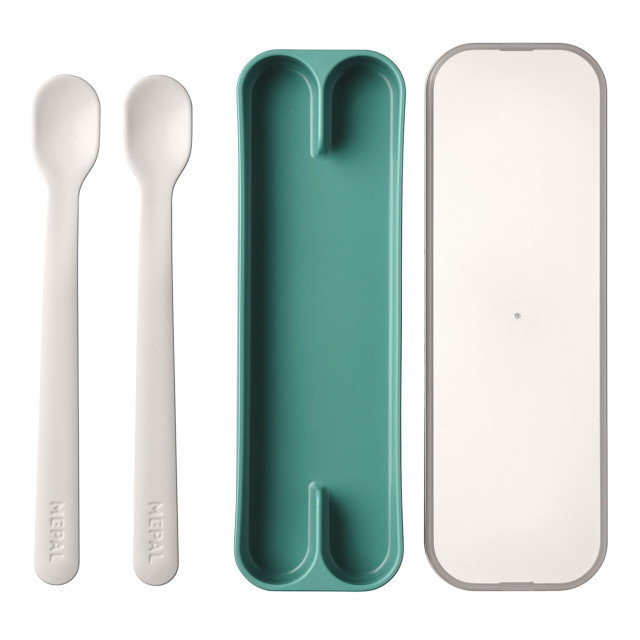 Mepal Mio 2 Piece Feeding Spoon Set, Deep Turquoise